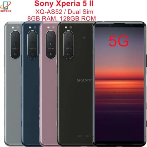 Sony Xperia 5 II 5ii 5G Dual Sim XQ-AS52 6.1" 128GB ROM 8GB RAM Snapdragon 865 Octa Core NFC Original 5G Cell Phone