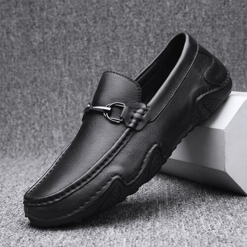 Genuine Leather Dress Formal Shoes Flats Men Luxury Brand Classic Mens Loafers Men Driving Shoes Male Moccasin Formal Shoes