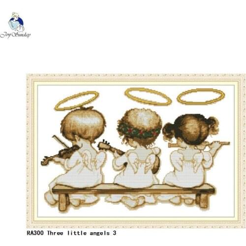 Three Little Angels Cross Stitch kits 14ct Count Print Canvas 11ct Fabric Stitching Embroidery DIY Handmade Needlework Crafts