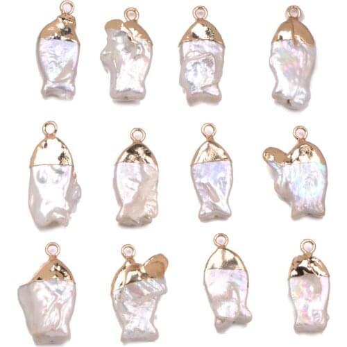 New 10x22-13x22mm Preferred Natural White Freshwater Pearl Irregular Bead Connector Pendant Suitable for DIY Jewelry Decoration