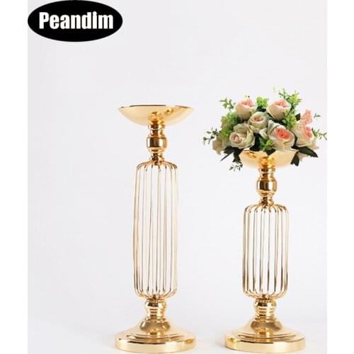 PEANDIM Flower Vase Wedding Table Centerpieces Vases Holder Party Candle Holders Gold Silver Home Dinner Decoration Candlestick