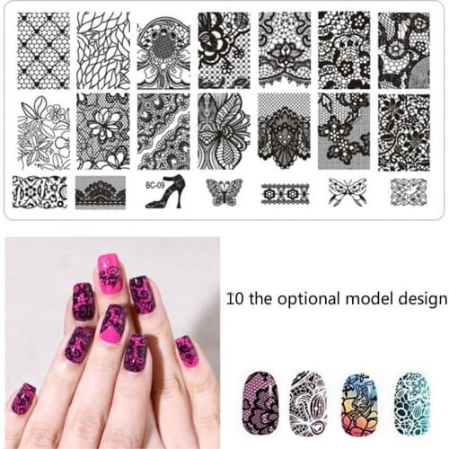 New black lace 1 stainless steel plate manicure nails, nail art stamps stamping tools