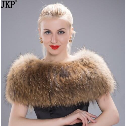 New winter fur scarf for women real raccoon hair shoulders protect enough warm shawls 2021 fashion in Russian scarf TJ-01