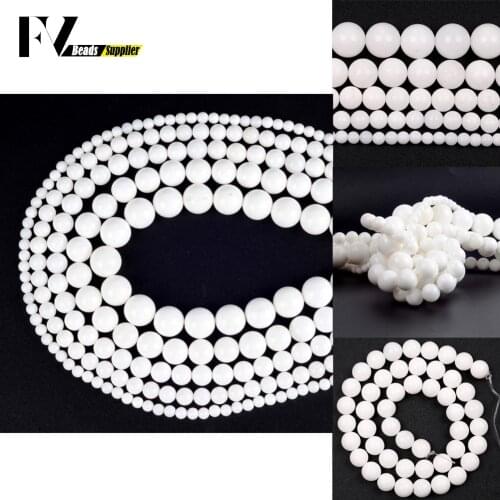 Wholesale 4mm-12mm Natural White Tridacna Stone Spacer Round Beads For Jewelry Making DIY Bracelets Necklace Needlework 15"