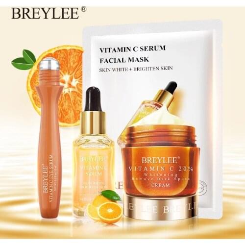 BREYLEE Vitamin C Whitening Series Eye Cream Face Serum Face Mask Remove Dark Circle Spots Moisturizing Essence Skin Care Set