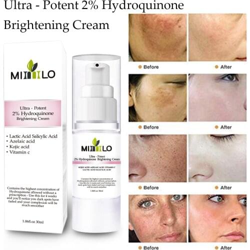 Skin Whitening Cream Ultra-potent 2% Hydroquinone Whitening Cream Propylene Glycol Kojic Acid Fade Dark Spots Face Essence Serum