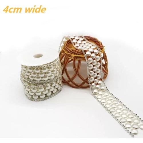 4cm Wide High-end ABS Imitation Pearl Plastic Diamond Lace Barcode Stage Costume Necklace Glitter Sexy Low-cut Dress Decoration