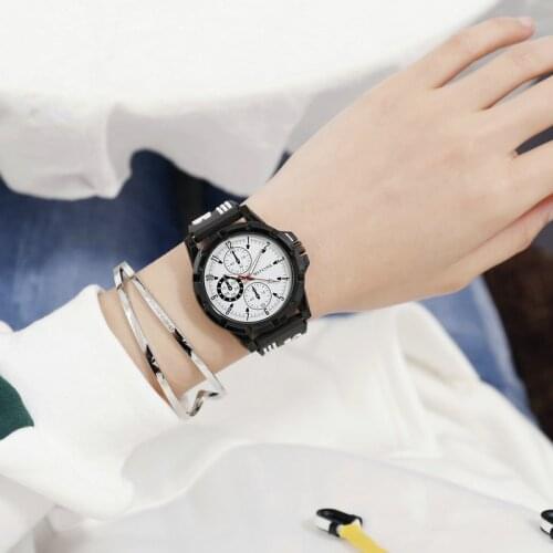 UTHAI BK33 Simple Casual Striped Silicone Harajuku BF Wind Korean Student Couple Sports Trend Watch