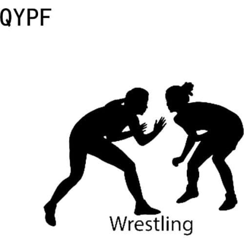 QYPF 15.3*11.8CM Unique Girls Wrestling Sports Decor Car Stickers Vinyl Extreme Movement Silhouette C16-0411