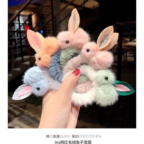 20 PCS/lot New Women Girls Cute Cartoon Bear Rabbit Crown Bow Plush Elastic Hair Bands Lovely Headband Fashion Hair Accessories