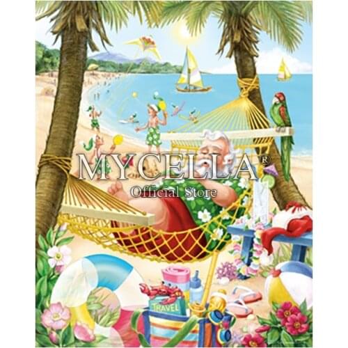 Santas Vacation 5D Diamond Embroidery Crafts DIY Diamond Painting Cross Stitch Needlework Mosaic Full Cartoon Home Decor Canvas