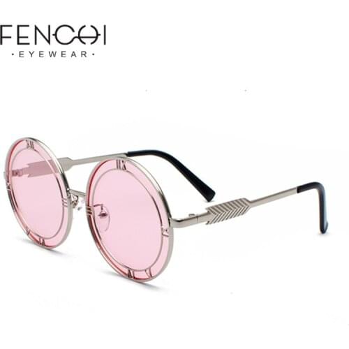 Retro Clock Oversized Round Sunglasses Women Luxury Brand Pink Blue Metal Frame Sun Glasses Trendy Designer Zonnebril Dames
