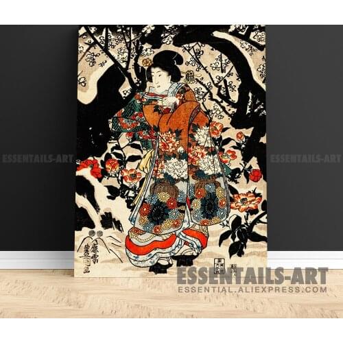 Japanese style Geisha Ukiyoe vintage art Canvas Wall Art Painting Decor Bedroom study Living kid Room Home Decoration Prints