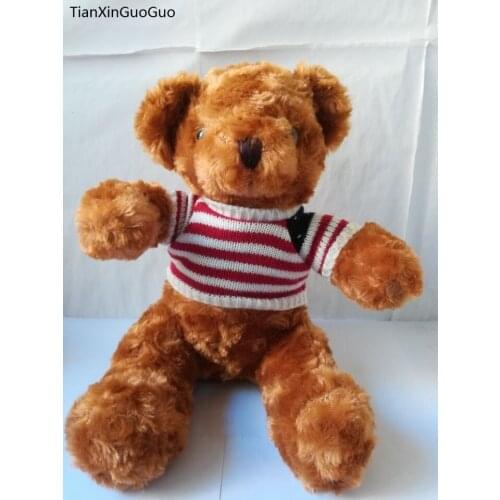 Sitting height about 25cm brown teddy bear plush toy stripes sweater cartoon bear soft doll toy high quality,birthday gift b2604
