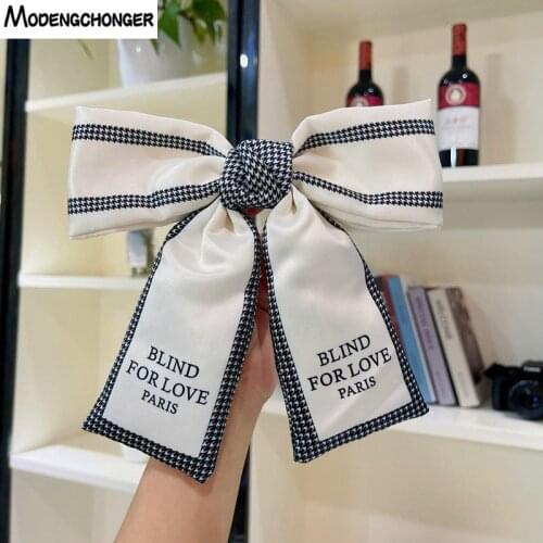 1PC College style Bowknot Hairpin For Woman Girls Hair Clip Female Simple Temperament Satin Cloth Barrette Bow Hair Accessories