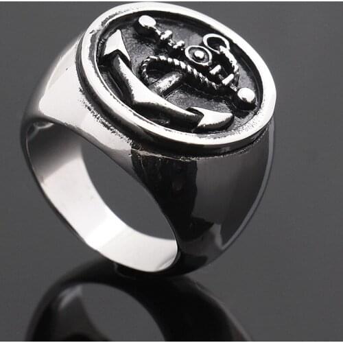 316L Stainless Steel ring top quality anchor biker men Ring hot sale Mans fashion jewelry stainless steel rings jewelry