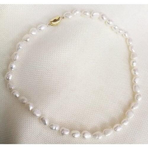 Women Jewelry natural pear 10mm 11mm 13mm white baroque pearl 925 gold clasp necklace AA+ Natural freshwater pearl 17