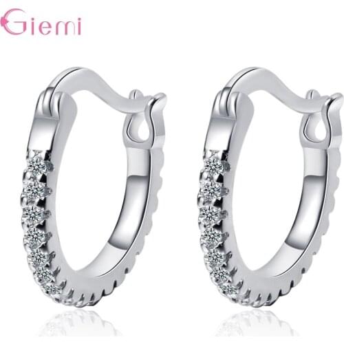Delicate Fashion 925 Sterling Silver Women Jewelry Brincos Cubic Zirconia Female Hoop Earrings Party Gifts Supplies Bijoux