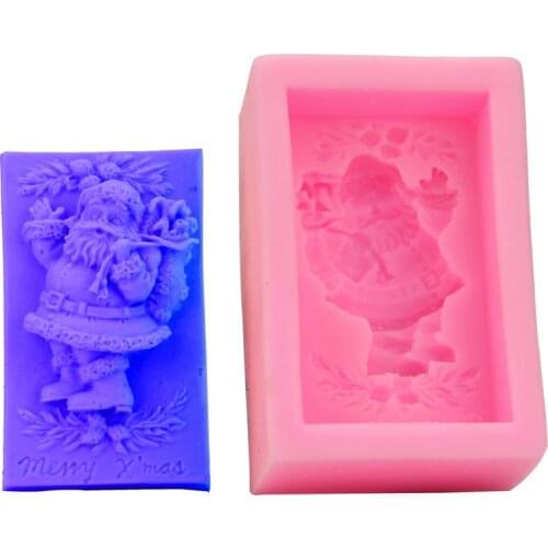 1 Pcs 3D Rectangle Santa Silicone Soap Mold Crafts Handmade Craft 3D Insect Soap Mold Soap Molds For Soap Making Soap DIY Tool