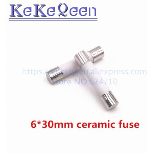 10pcs 6*30 6*30MM Fast blow Ceramic Fuse 6x30mm 6x30 Fuse 250V 0.5A 1A 1.5A 2A 2.5A 3A 3.15A 4A 5A 6A 7A 8A 10A 15A 20A 25A 30A