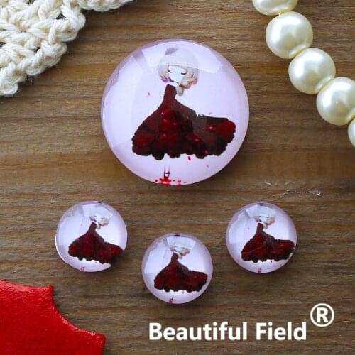 12mm 25mm 14mm 16mm 18mm 20mm Photo Glass Cabochons Round Cameo Set Handmade Settings Stone Girl FFR10