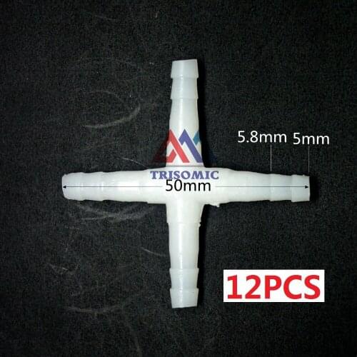 12 pieces 5mm Cross tpye equant Connector Equal Tube Joiner Material PE Plastic Fitting Fish Tank Airline Aquarium