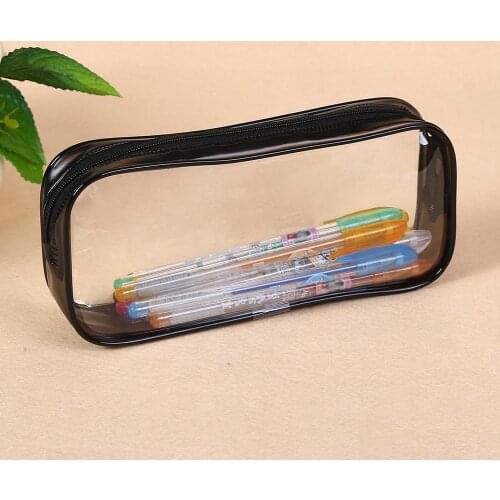 2021 PVC Transparent Pencil Case White Black Color Zipper Pencil Bag Pen Case Stationery Storage Pouch Organizer пенал школьный