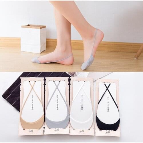 4 Pairs Fashion Solid Colours Sock Slipper for High Heels Comfortable and Invisible Socks for Offiice Lady