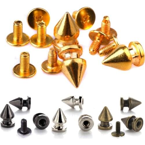 100pcs 8x12mm Rivet Studs Spots Cone Nailhead Bullet Punk Spikes Fit Leather Craft Bags Bracelet Clothing Shoes Collars DIY