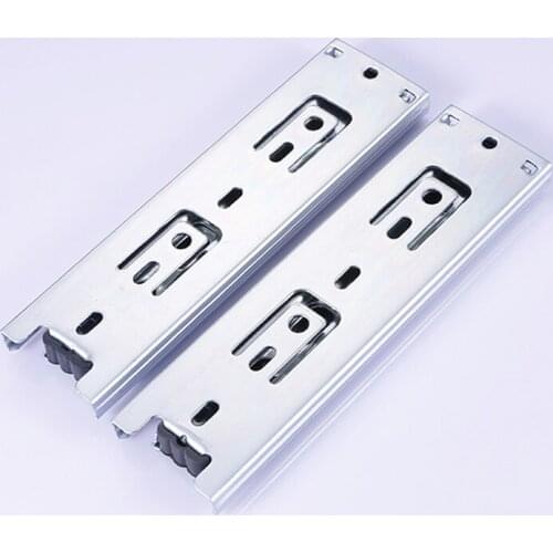 6inch Mute Steel Damping Buffer Three Section Drawer Slide Solid Stell Ball Self Closing Runner JA55