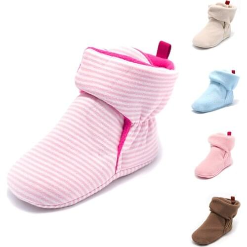 1Pair Newborn Baby Bootie Faux Fleece Warm Baby Girl Boots Non-slip High Top Toddler Baby Floor Shoes