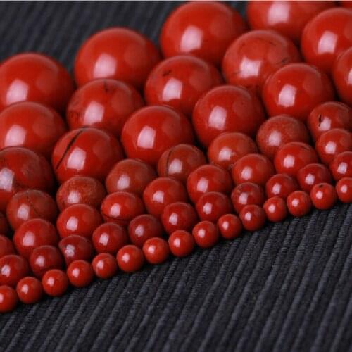 10pcs/lot Natural Red Stone Loose Beads 6mm 8mm 10mm 12mm Round Charm Beading Spacer Materials DIY Jewelry Making Bracelet