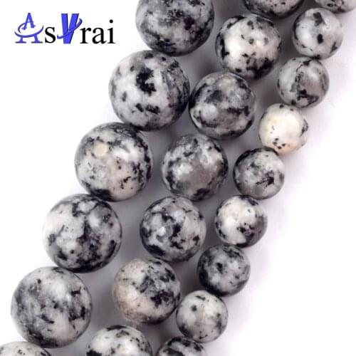 Natural Pitting Black White Stone Round Beads Spacer Loose Beads For Jewelry Making 6mm8mm10mm Diy Bracelets Wholesale 15"