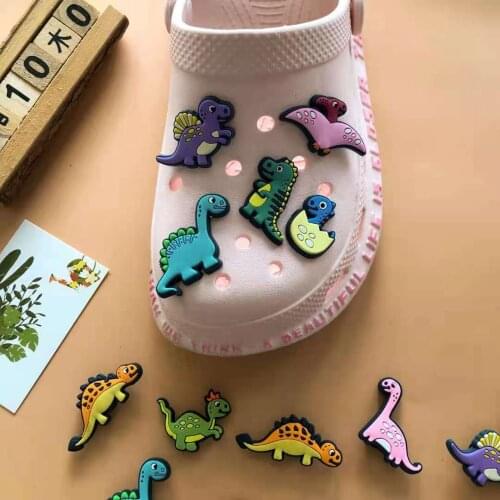 Croc Charms Lovely Bundle Cartoon Dinosaur Decoration Cute Creative Colorful Animal Shoe Flower Croc Charms Designer