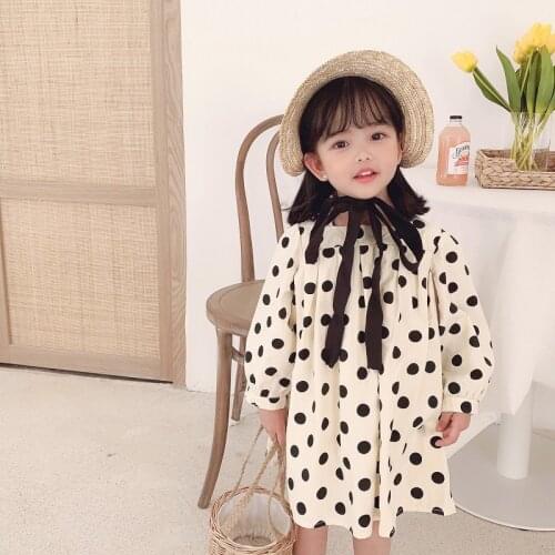 Girl Dress Kids Baby Gown 2021 Dots Spring Autumn Toddler Outwear Party Wedding Princess Tutu Dresses Cotton Children Clothing