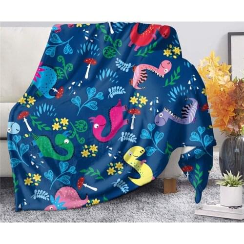 Children Cute Cartoon Dinosaur Print Throw Blanket 2021 Hot Sale Bedspreads Bedroom Decor Autumn Travel Picnic Wool Soft Blanket