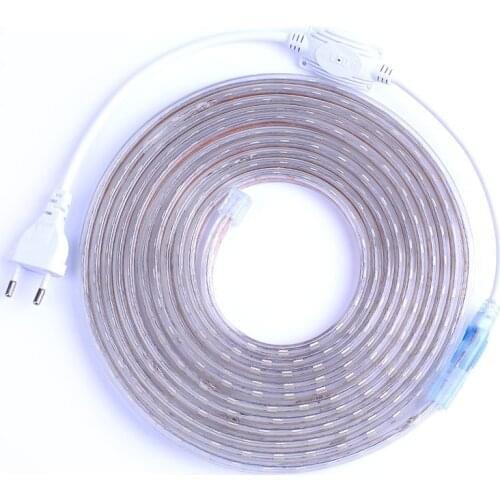 SMD 5050 AC220V LED Strip Flexible Light 60leds/m Waterproof RGB Led Tape LED Light with Power Plug1M/2M/3M/5M/6M/10M/15M/25M