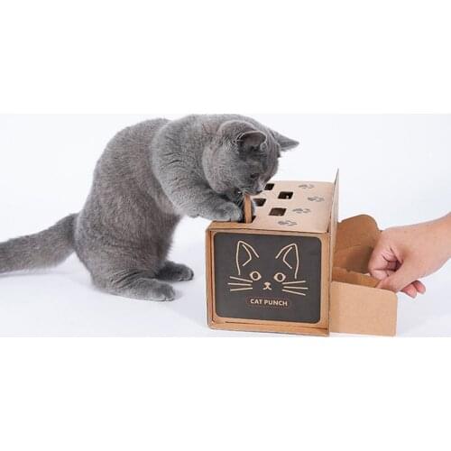Corrugated Pet Toy Wooden Whack Mole Mouse for Cat Interactive Punch Toy Whac-A-Mole Cat Kitty Funny Toy Mouse Chasing Gaming