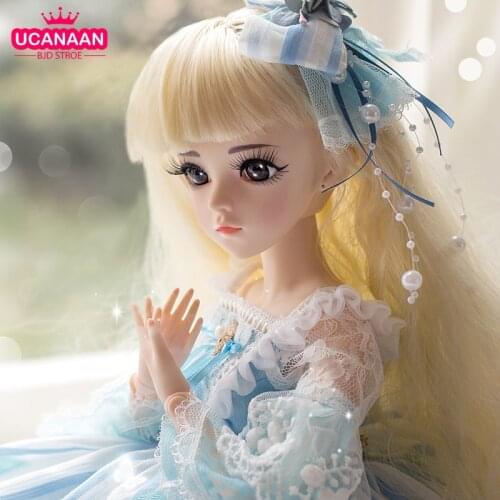 UCanaan 1/3 23.6'' BJD SD Dolls with Clothes Outfit Shoes Wig Hair Makeup and 18 Ball Joints for Girls Gift and Doll Collection