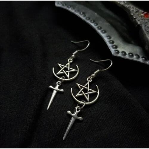 Lunar Ritual Dagger Pentagram Earrings Satanic Gothic Witch Jewellery 2020 NEW Women Novelty Gift Beautiful Delicacy Jewellery