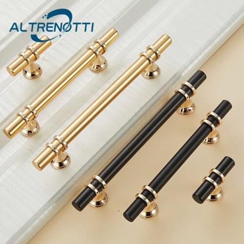 Furniture Handle Wardrobe Drawer Long Size Cabinet Closet Door Pull Kitchen Cupboard T Bar Luxury Gold Black Metal Zinc Knob