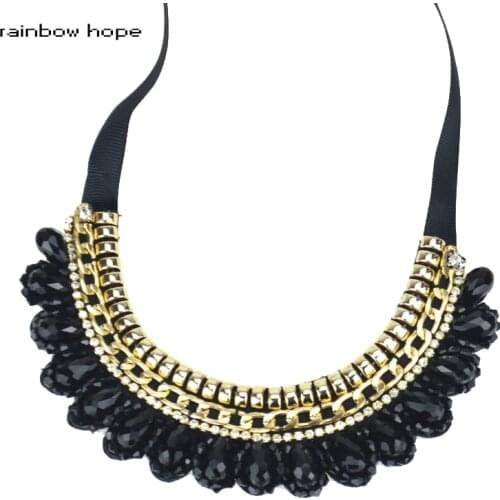 Trendy Women statement Necklace & Three color optional water droplets handmade collar necklace & Elegant style Dress accessories