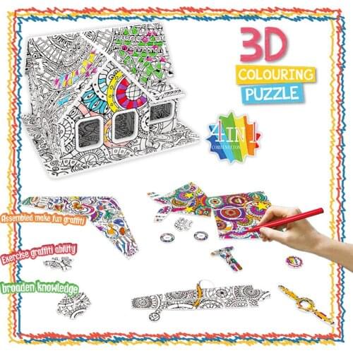 Children DIY Graffiti Painting Set 3D Three-Dimensional Puzzle Toy Kids Gift