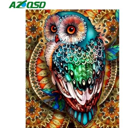 AZQSD DIY Adult Coloring By Numbers Owl Home Living Room Art Craft 40x50cm Oil Painting By Numbers Animal Handpainted Gift