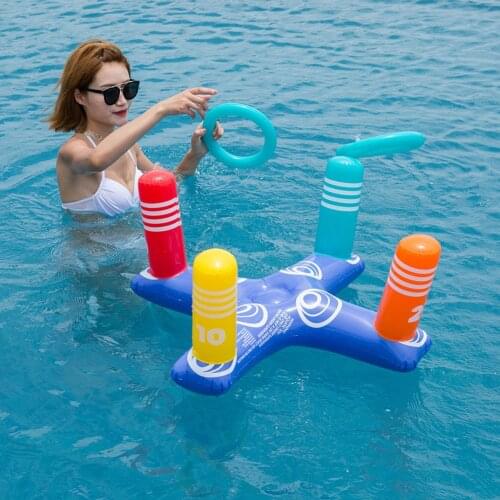 Inflatable Ring Throwing Ferrule Inflatable Ring Toss Pool Game Toy Kids Outdoor Pool Beach Fun Summer Water Toys Games