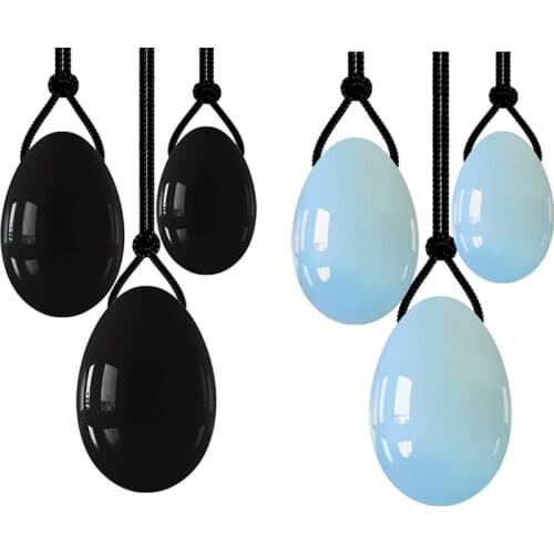 Natural Obsidian Yoni Egg Jade Ball Woman Kegel Exercise Massager Yoni Wand Drilled Crystal Vaginal Muscle Tighten Exercise Ball