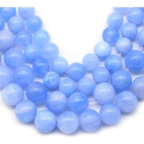 Natural Stone Blue Angelite Quartzs Round Loose Spacer Beads 6/8/10mm For DIY Jewelery Bracelets Making Necklace 15