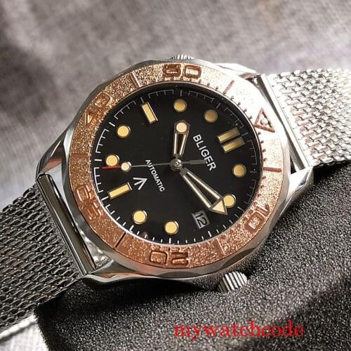 NH35 MIYOTA 8215 Bliger 41mm Black Dial Sapphire Glass Rotating Bezel Luminous Date Automatic Mens Watch