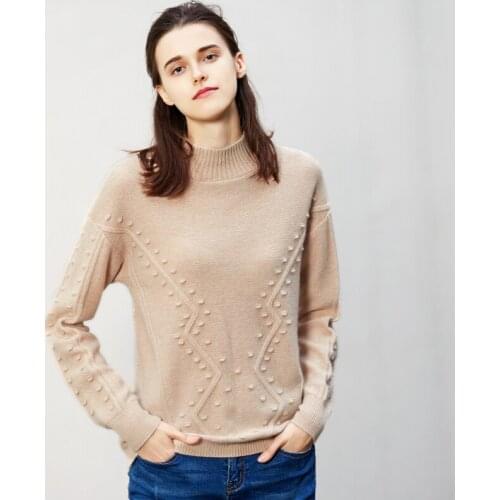 ZHILI 2018 New Autumn Winter Khaki Color Sweater 100% Cashmere