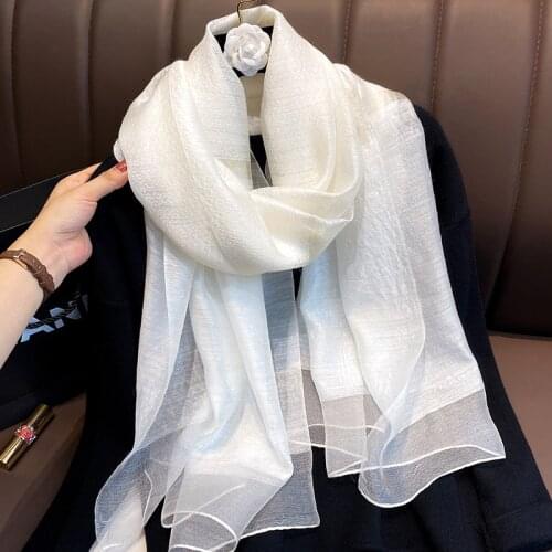 New Women Luxury Silk Wool Scarf Shawls Lady Pashmina Neck Hijab Foulard Wraps Bufanda Winter Brand Scarves Bandana Thin Poncho